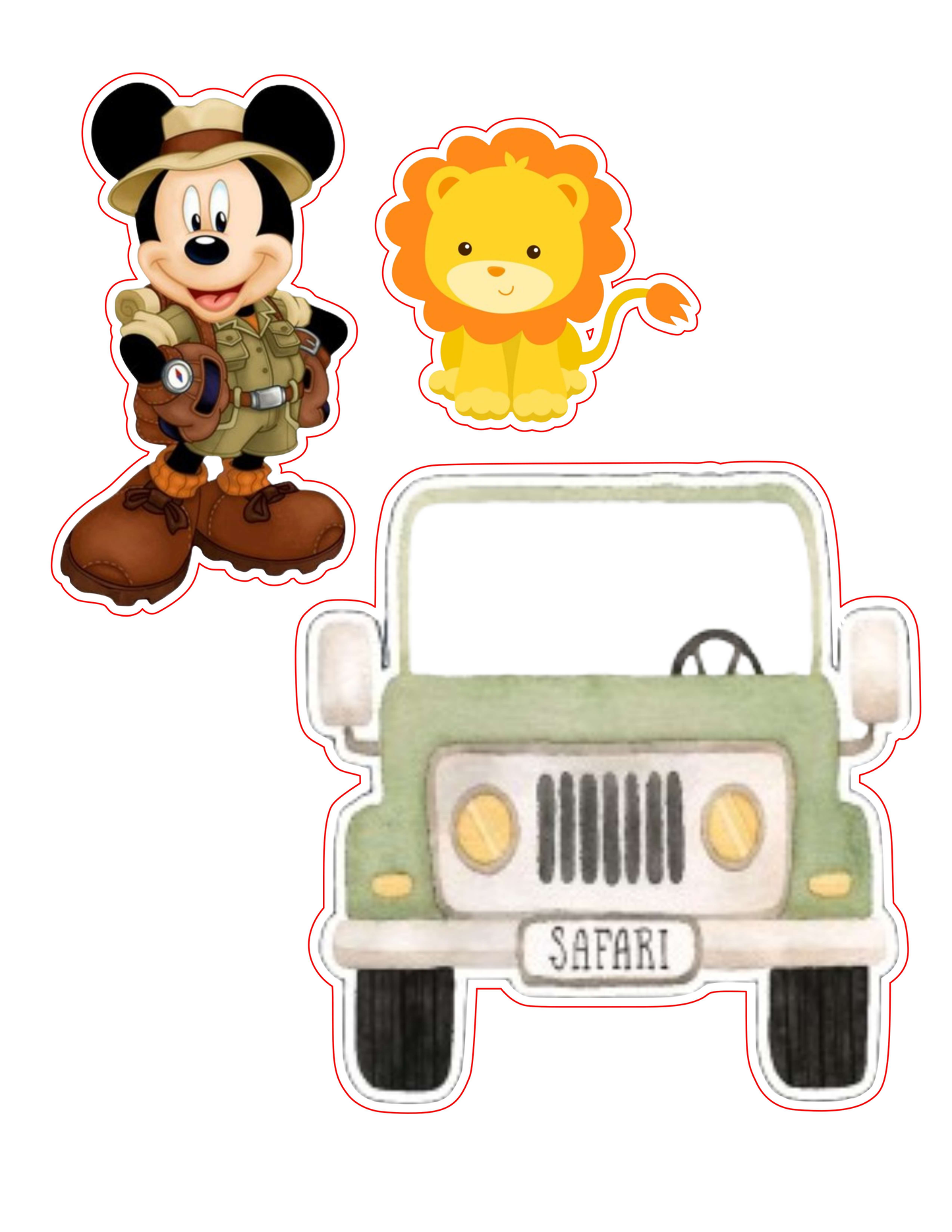 Safari Mickey Cake Topper – Printable Party Decoration