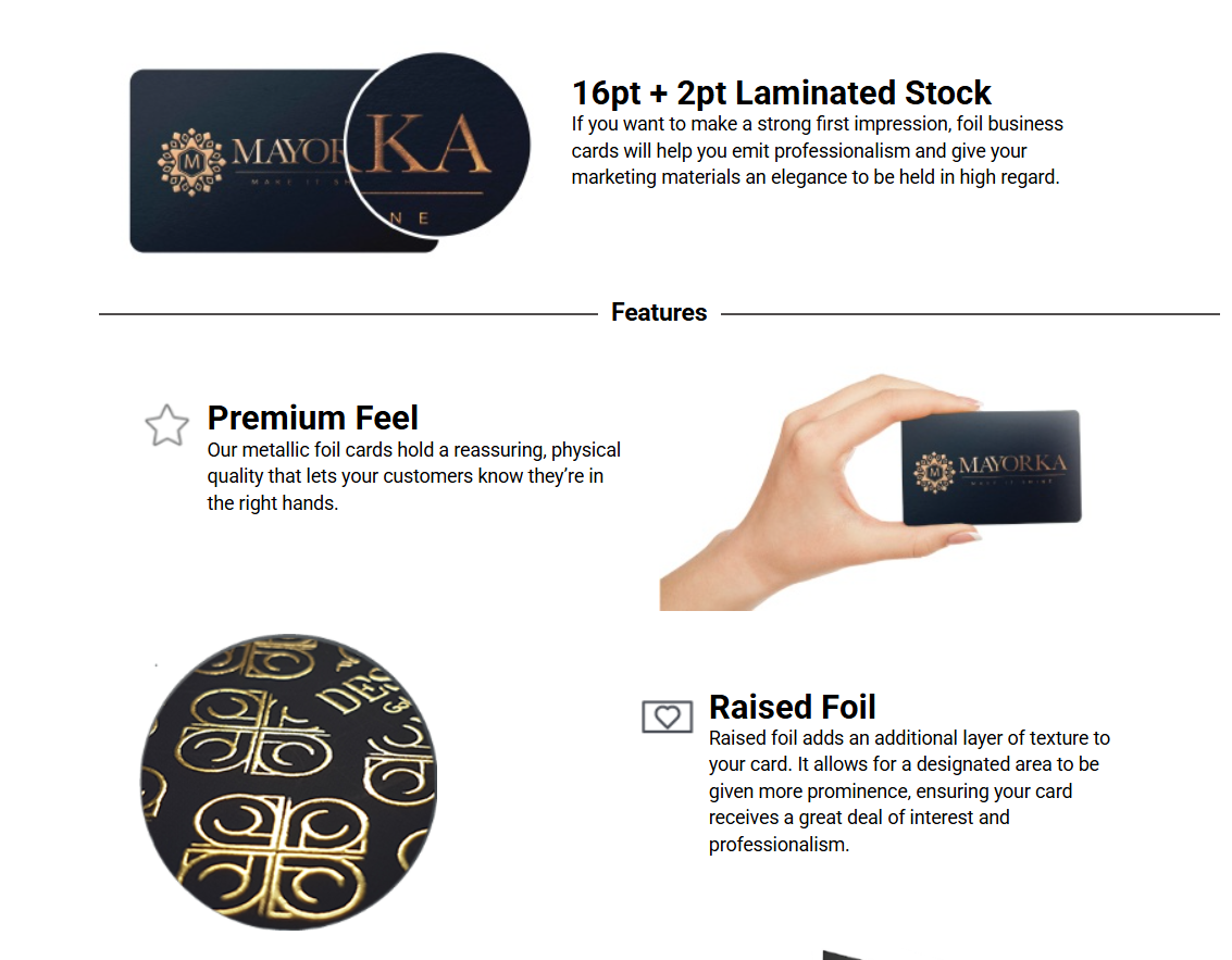 Business Cards Lamination + Gold / Silver Foil
