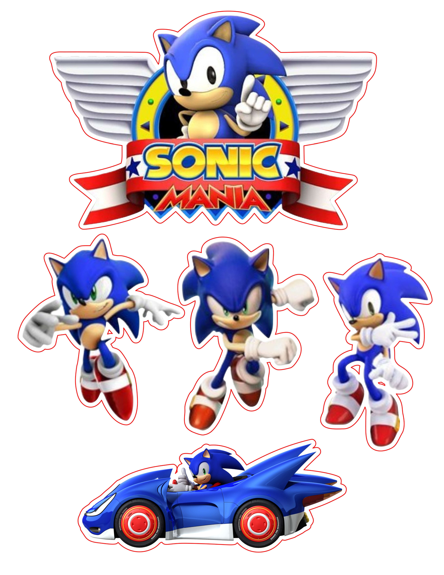 Sonic Cake Topper – Printable Party Decoration