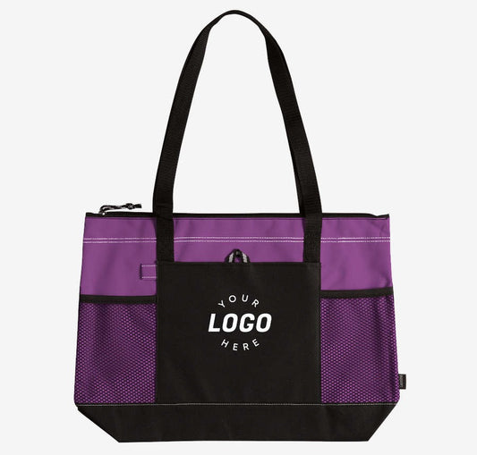 Large Multi-Pocket Zippered Tote Bag