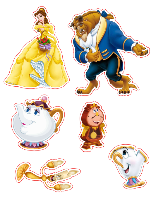Beauty and the Beast Cake Topper – Printable Party Decoration