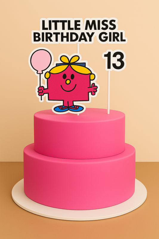 Little Miss Birthday Girl Cake Topper – Printable Party Decoration