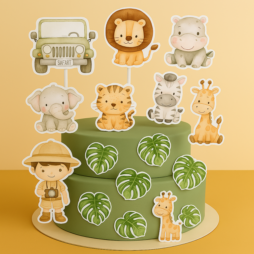 Zoo Safari Cake Topper – Printable Party Decoration