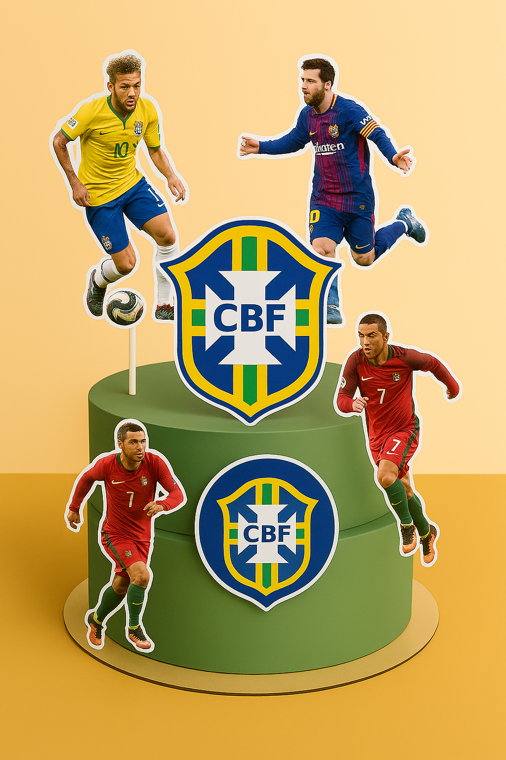 Brazil Soccer Cake Topper – Printable Party Decoration